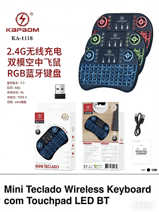 MINI TECLADO COM LED, E TOUCHPAD-KAPBOM