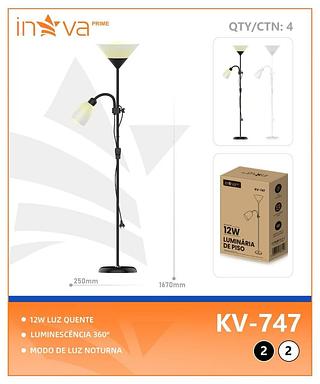 LUMINÁRIA DE PISO ( CHÃO ), ( 1.80M ), ( 12W ). ( INOVA )