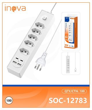 EXTENSÃO DE TOMADA COM USB, USB-C ( 9-ENTRADAS ). ( INOVA )