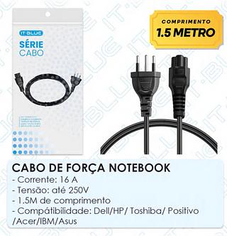 CABO DE FORÇA ( ENERGIA ) MODELO MIKEY, PARA TV, ( 1.5M ). ( B-MAX )