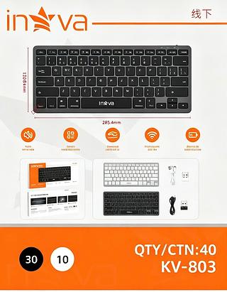 MINI Teclado Bluetooth Sem Fio | Ultra-Slim Design, Compatível com Bluetooth,Design ultrassilencioso (INOVA)
