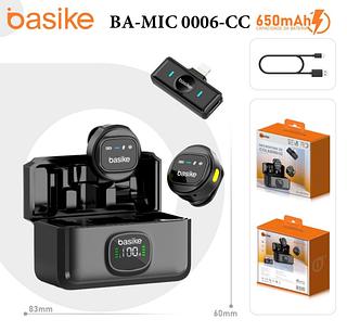 MICROFONE LAPELA COLARINHO SEM FIO DUPLO ( 2EM 1 ), PARA IPHONE ( IP ) COM REDUÇÃO DE RUIDO. ( BASIKE )