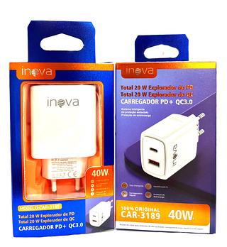 FONTE DE CARREGADOR 2USB E TPY-C QC3.0/40W (INOVA )