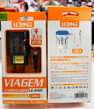 CARREGADOR ( 3.1A ) PARA ANDROID ( V8 ). ( LELONG )