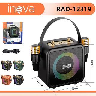 CAIXA DE SOM ( 15W ), COM ( LED RGB ) COM ( 2 ) MICROFONES, KARAOKÊ. ( INOVA )