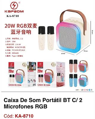 MINI CAIXA DE SOM COM ( 2 ) MICROFONES, KARAOKÊ. ( KAP-BOM)