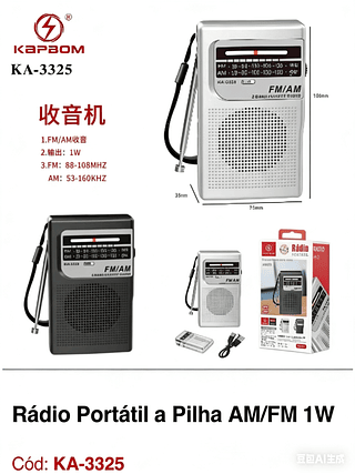 Radio Portatil a Pilha AM/FM 1W