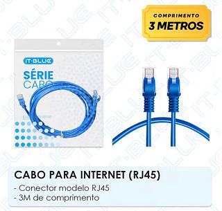 CABO DE REDE ( RJ45 ), PARA INTERNET ( CAT 5 ) ( 3M ).