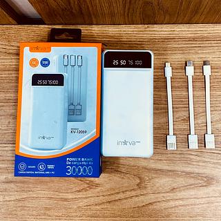 POWER BANK, CARREGADOR PORTÁTIL ( 30.000mAh ), COM CABO, VISOR DIGITAL DE BATERIA.