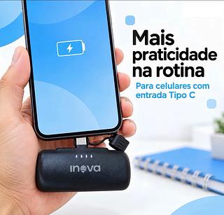 CARREGADOR PORTÁTIL, ( POWER BANK ) CONECTOR TIPO-C ( 4.000mAh ). ( INOVA )