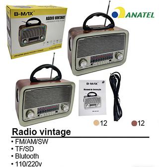 RÁDIO FM, RETRÔ ( VINTAGE ), LANTERNA | AM | USB | TF CARD | BT. ( B-MAX )
