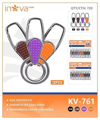 PACOTE DE CHAVEIRO AÇO PARA CHAVES, ( 12 UNIDADES ). ( INOVA )