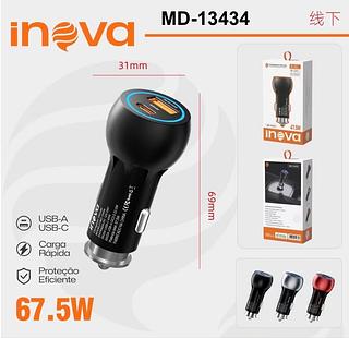 Carregador Veicular 67.5W USB-A+USB-C Carga Rápido