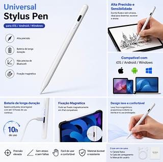 Caneta Stylus Universal para iOS Android Windows Alta Precisão Recarregável Sem Bluetooth para Tablet Celular