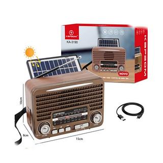 RÁDIO RETRÔ RECARREGÁVEL, ( RÁDIO FM / AM, BT, TF CARD ), COM PLACA SOLAR☀️ PARA CARREGAMENTO. ( KAPBOM )