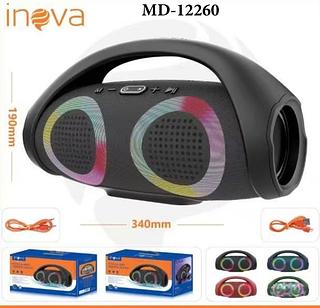 CAIXA DE SOM ( 10WX2 ), PORTÁTIL GRANDE, RECARREGÁVEL, LED ( RGB ) ( RÁDIO FM, TF CARD, AUX, BT ). ( INOVA )