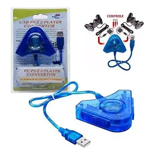 ADAPTADOR USB DUPLO PARA CONTROLES DE ( PS1, PS2, PS3 ).