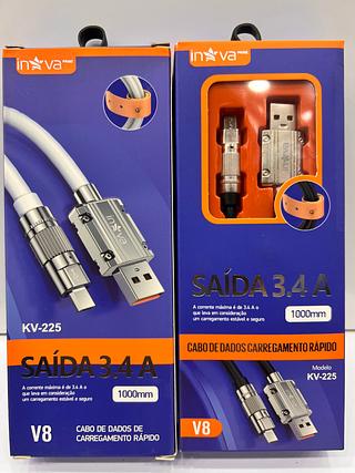 CABO COM CONECTOR DE METAL PARA ANDROID ( V8 ) 3.4A, 1M. ( INOVA )