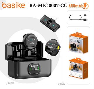 MICROFONE LAPELA COLARINHO SEM FIO DUPLO ( 2EM 1 ), PARA ANDROID ( TC ) COM REDUÇÃO DE RUIDO. ( BASIKE )