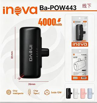 CARREGADOR PORTÁTIL, ( POWER BANK ) CONECTOR TIPO-C ( 4.000mAh ). ( INOVA )