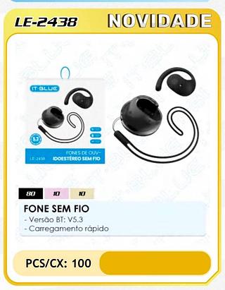 FONE DE OUVIDO ESPORTIVO SEM FIO, COM SUPORTE PARA ORELHA. ( IT BLUE )