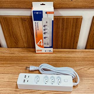 EXTENSÃO DE TOMADA COM USB ( 12W ), USB-C ( 8-ENTRADAS ), ( 2M ). ( INOVA )