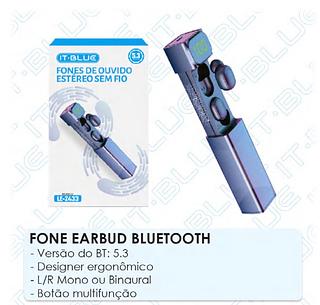 FONE DE OUVIDO SEM FIO BT, COM BORRACHINHA. ( IT BLUE )