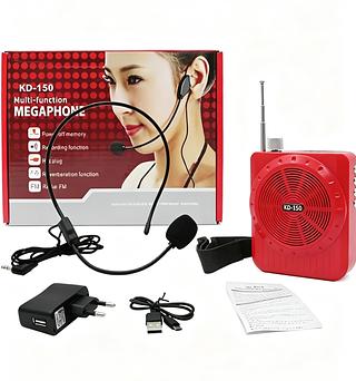 Rádio Megafone Amplificador Voz Multifunções Usb Fm Caixinha Cintura Usb Microfone Professores Palestrantes