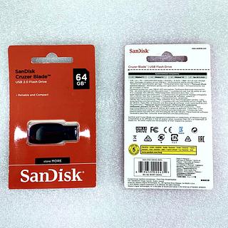 PEN DRIVE COMUM ( 64GB ), [ USB 2.0 ], ORIGINAL. ( SanDisk )