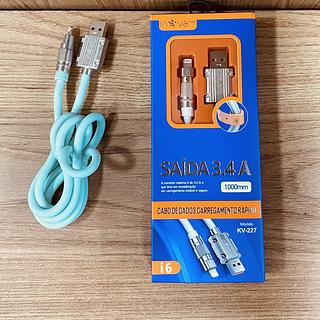 CABO COM CONECTOR DE METAL PARA IPHONE ( I6 ) 3.4A, 1M. ( INOVA )