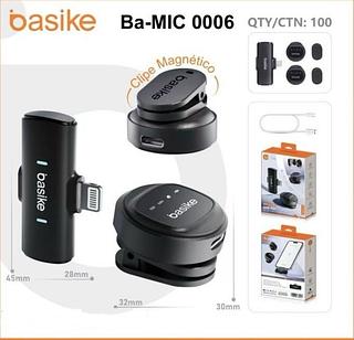 MICROFONE DE LAPELA SEM FIO, PARA IPHONE ( I6 ) COM CLIPE MAGNÉTICO. ( BASIKE )