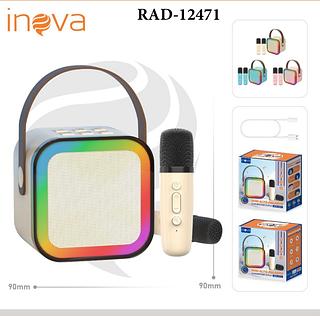 MINI CAIXA DE SOM COM ( 2 ) MICROFONES, KARAOKÊ. ( INOVA )