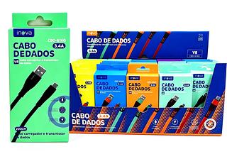 CABO COLORIDO ( 3.4A ) PARA ANDROID ( V8 ), ( 2M ), CAIXA COM ( 30- UNIDADES ). ( INOVA )