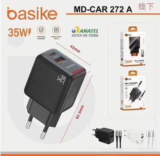 Carregador de Basike USB-C+USB-A com Cabo Compatível iPhone Android