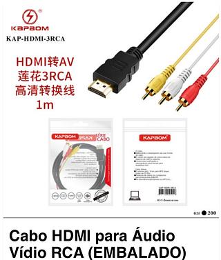 CABO ( HDMI ) PARA ( 3-RCA | AV ), ( 1M ). ( KAPBOM )