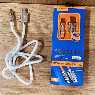 CABO COM CONECTOR DE METAL PARA ANDROID ( V8 ) 3.4A, 1M. ( INOVA )