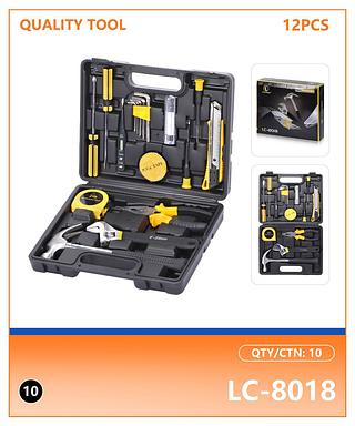 KIT DE FERRAMENTAS COM ALICATES, MARTELO, E TRENA ( 12-PÇS ).