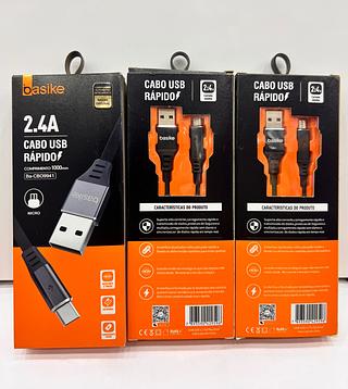 CABO ( 2.4A ) PARA ANDROID ( V8 ), ( 1M ). ( BASIKE )