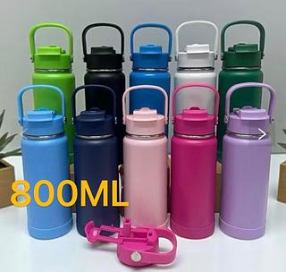 Garrafa Termica inox 800ml Bico Duplo Com Capa Protetora de silicone