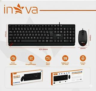 KIT DE TECLADO E MOUSE COM FIO. ( INOVA )
