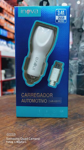 CARREGADOR VEICULAR ( 3.4A ), COM CABO PARA ANDROID ( V8 ). ( INOVA )