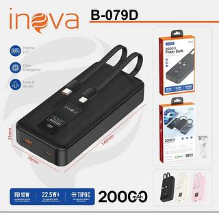 Crregador power bank carregamento Rapido e Cabos integrados Tipo C e Lightning 20000mAh 10W/22.5W (INOVA)