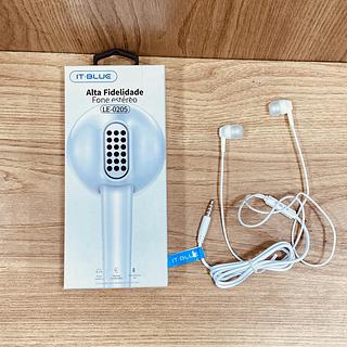 FONE DE OUVIDO COM FIO E BORRACHINHA ( P2 ). ( IT-BLUE )