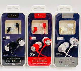 FONE DE OUVIDO COM FIO, COM BORRACHINHA ( P2 ), COLORIDO. ( INOVA )