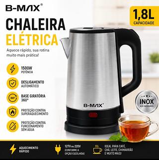 Chaleira Elétrica Aroma Inox 1.8L/127V Agratto Com Trava de Segurança (B-MEX)