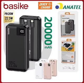 Carregador Portátil Power Bank 20.000mAh,Com 2 Cabo,com carregamento rápido e aficiente(Basike)