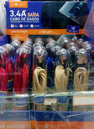 CABO NO TUBO ( 3.4A ) PARA ANDROID ( V8 ), ( 3M ). ( INOVA )