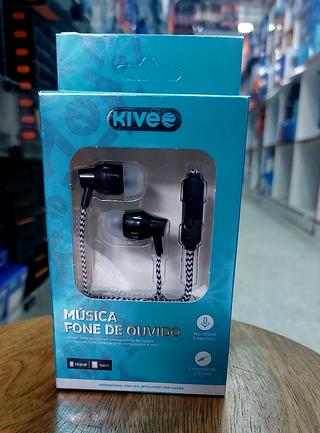 FONE DE OUVIDO COM FIO E BORRACHINHA. ( KIVEO )