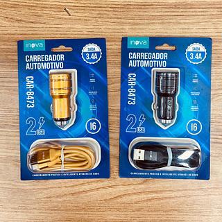 CARREGADOR VEICULAR ( 3.4A ), PARA IPHONE ( I6 ). ( INOVA )