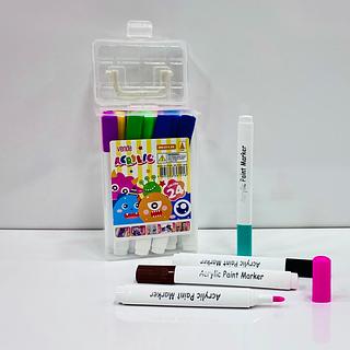 MALETA DE CANETA ACRÍLICA COLORIDA, COM ( 24 CORES ).